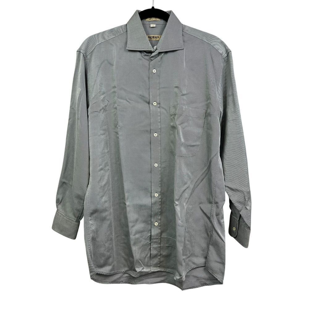 Bachrach Mens Shirt Button Up Stripe Long Sleeves Gray Sz 32/33 15.5-39*